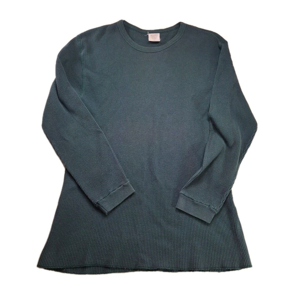 Vintage 90s Old Navy Size M Womens Forest Green Waffle Thermal Long Sleeve Shirt